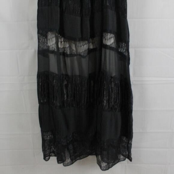 Alice Olivia Dress Medium Black Slip Sheer Lace Tiered Midi Party Coquette Chic - Picture 2 of 9